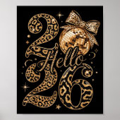 Hello 2026 Leopard Coquette Disco Ball Happy New Y ポスター (正面)