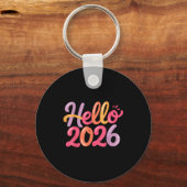 Hello 2026 New Year Celebration Fun Colorful Boys  キーホルダー (正面)