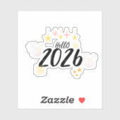 Hello 2026 New Year Fireworks Die Cut Sticker シール (シート)