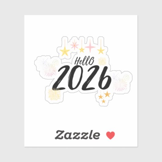 Hello 2026 New Year Fireworks Die Cut Sticker シール (シート)