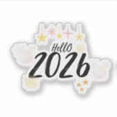 Hello 2026 New Year Fireworks Die Cut Sticker シール (正面)