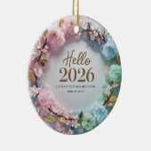Hello 2026 Pastel Floral Wreath Ceramic Ornament セラミックオーナメント (右)