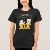 Hello 2026 Polar Bears Women’s New Year T-Shirt トライブレンドＴシャツ (正面)