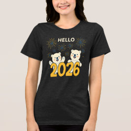 Hello 2026 Polar Bears Women’s New Year T-Shirt トライブレンドＴシャツ
