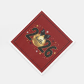 Hello 2026 Red Glitter Sparkle Design スタンダードランチョンナプキン (角)