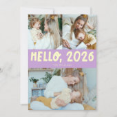 Hello 2026 Typography Lemon Wisteria Photo シーズンカード (正面)