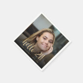 Hello 21マイルストーンバースデーパーティーの写真 スタンダードカクテルナプキン (角)