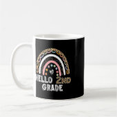 Hello 2nd Grade Leopard Rainbow Byck To School Tea コーヒーマグカップ (左)