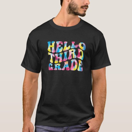 hello 3年生3年生先生新学期レトロ tシャツ (正面)