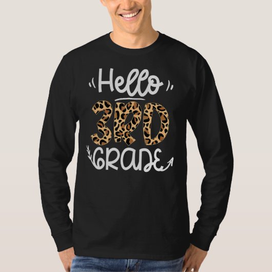 Hello 3年生Leopardの学生先生Back To Sc Tシャツ (正面)