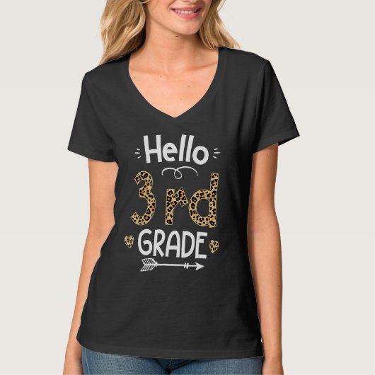 Hello 3年生Leopardプリント3年生先生 Tシャツ (正面)