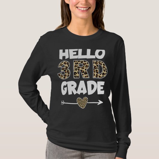 Hello 3年生Leopardプリント3年生先生 Tシャツ (正面)