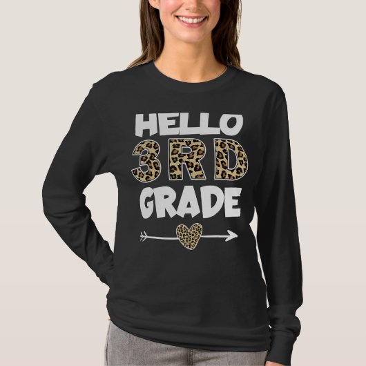 Hello 3年生Leopardプリント3年生先生 Tシャツ (正面)