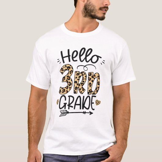 Hello 3年生Leopard先生学生Sに戻る Tシャツ (正面)