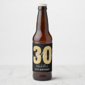 Hello 30! Elegan 30th birthday with Golden glitter ビールラベル (正面)