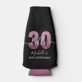 Hello 30! Fun 30th birthday Pink glitter ボトルクーラー (正面)