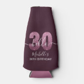 Hello 30! Fun 30th birthday Pink glitter ボトルクーラー (正面)