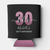 Hello 30! Modern 30th birthday Pink glitter 缶クーラー (裏面)