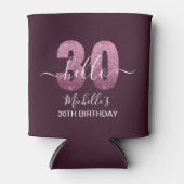 Hello 30! Modern 30th birthday Pink glitter 缶クーラー (正面)