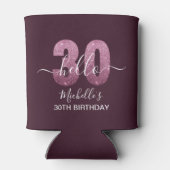 Hello 30! Modern 30th birthday Pink glitter 缶クーラー (裏面)