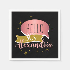 hello 30 Stylish Personalized 30th birthday スタンダードカクテルナプキン