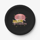 hello 30 Stylish Personalized 30th birthday ペーパープレート (正面)