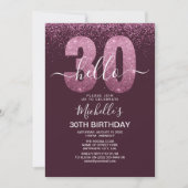 Hello 30 years modern birthday with photo 招待状 (正面)