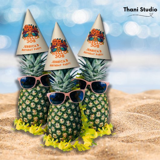 Hello 30sトロピカルヴィンテージレトロ夏誕生日 パーティーハット