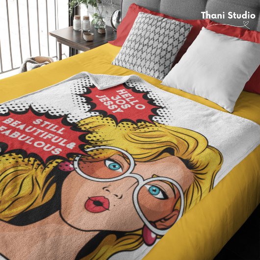 Hello 30s女性ヴィンテージレトロ90sおもしろい誕生日 シェルパブランケット