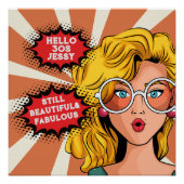 Hello 30s女性ヴィンテージレトロ90sおもしろい誕生日 ポスター (正面)