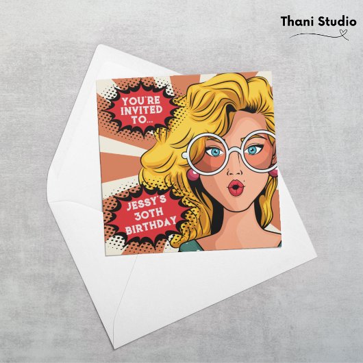 Hello 30s女性ヴィンテージレトロ90sおもしろい誕生日 招待状