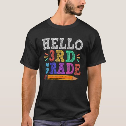 Hello 3Rd三年生先生おもしろい新学期 Tシャツ (正面)