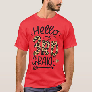 Hello 3rd Grade Leopard Teacher Students Back To S Tシャツ