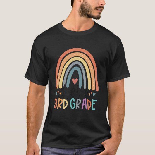 Hello 3rd Grade Rainbow Back To School Teacher Tシャツ (正面)