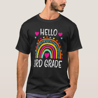 Hello 3rd Grade Rainbow Teacher Student Back To Sc Tシャツ
