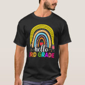 Hello 3rd Grade Rainbow Teachers Kids Back to Scho Tシャツ (正面)