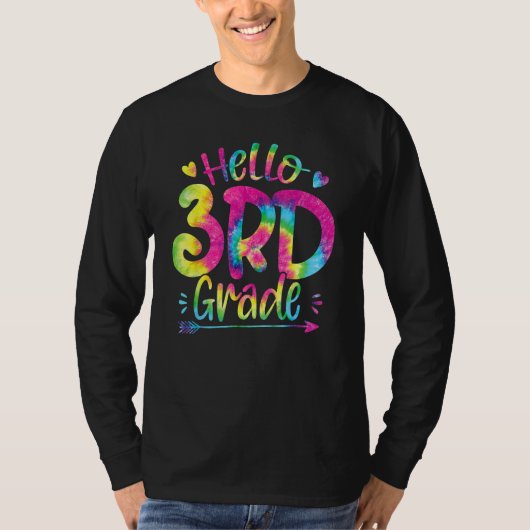 Hello 3rd Grade Teachers Students Kid Tie Dye Back Tシャツ (正面)