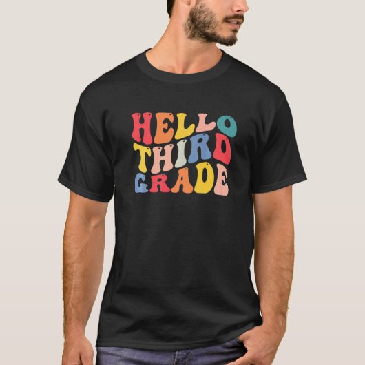 Hello 3rd Third Grade Teacher Back To School Retro Tシャツ (正面)