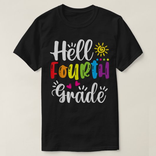 Hello 4年生おもしろい4年生新学期 tシャツ (デザイン正面)