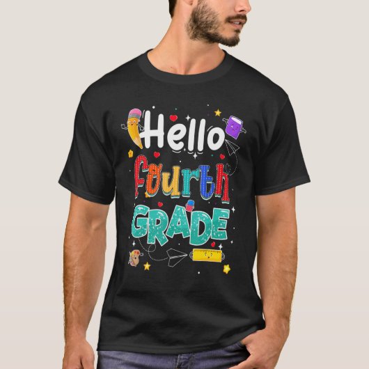 Hello 4年生チーム4年生先生キッドバック tシャツ (正面)