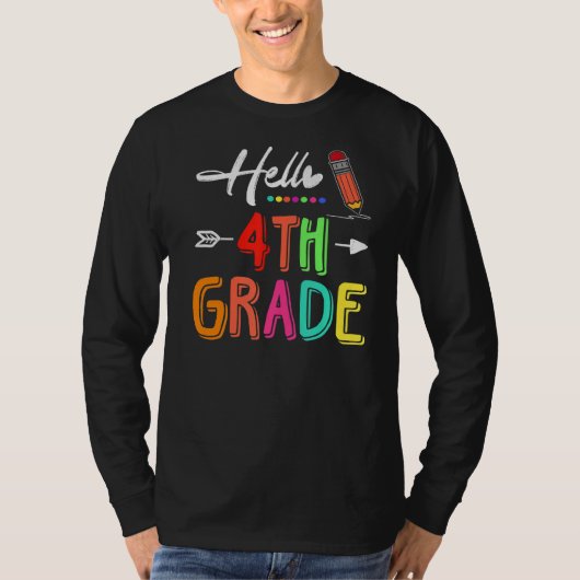 Hello 4年生チーム4年生先生戻る tシャツ (正面)