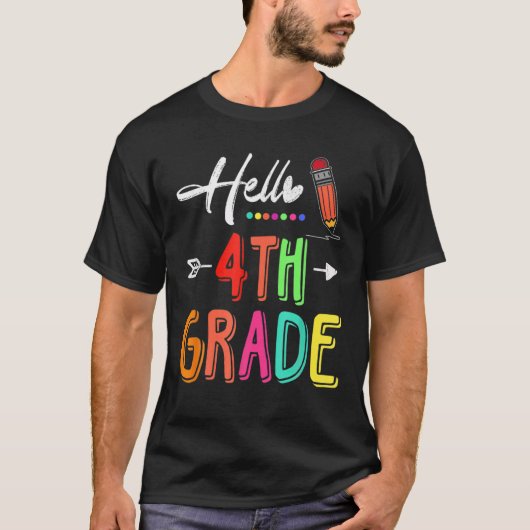 Hello 4年生チーム4年生先生戻る tシャツ (正面)