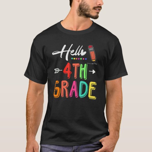 Hello 4年生チーム4年生先生戻る tシャツ (正面)