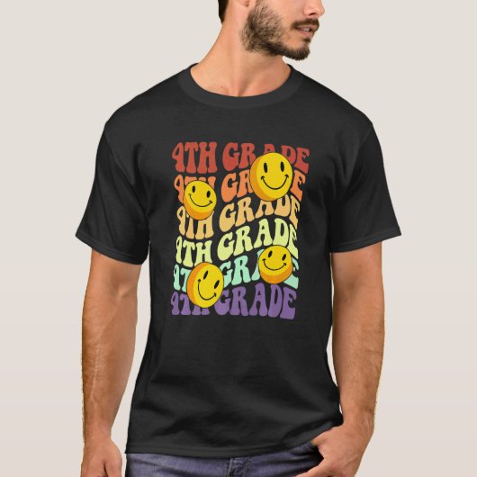 hello 4年生4年生先生新学期Retr Tシャツ (正面)