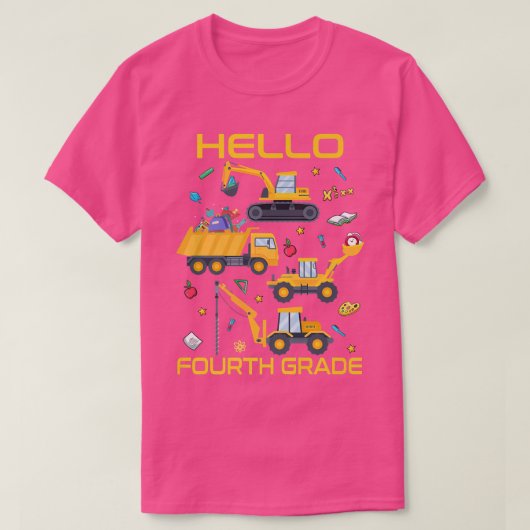 Hello 4年生4建築トラック戻る tシャツ (デザイン正面)