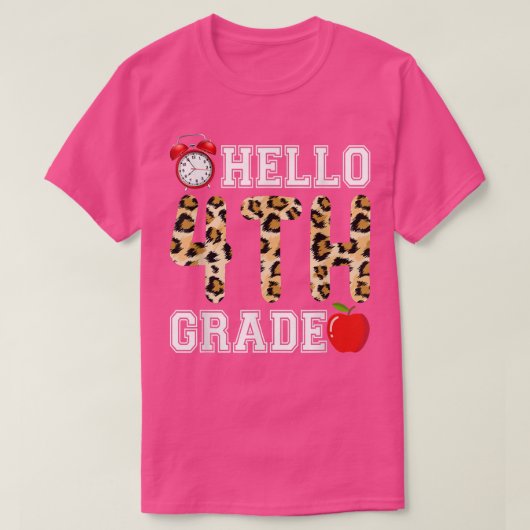 Hello 4年生Leopard先生学生Sに戻る Tシャツ (デザイン正面)