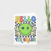 Hello 4年生Vibes Groovyスマイル顔Back To Sc カード (正面)