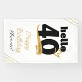 Hello 40マイルストン誕生日ブラック金ゴールドクラウン 横断幕 (横)