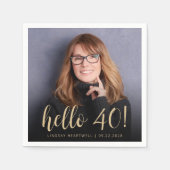 Hello 40 40誕生日パーティーの写真 スタンダードカクテルナプキン (正面)