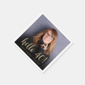 Hello 40 40誕生日パーティーの写真 スタンダードカクテルナプキン (角)